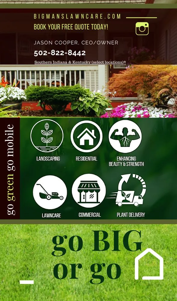 Custom yard cleanup service in Clarksville, IN - Big Man's Lawncare & Mobile Greenery LLC