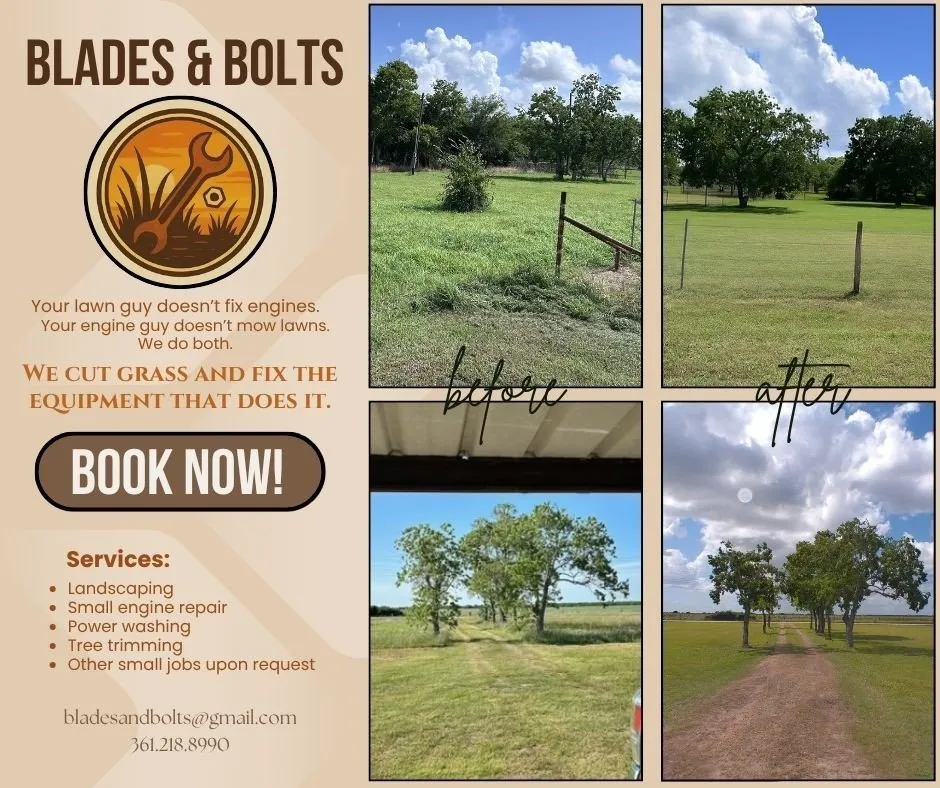 Professional outdoor landscaping for residential properties in Victoria, TX by Blades & Bolts