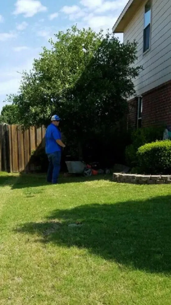 Local lawn mowing service with custom design in Valley View, TX by Blueline Landscaping