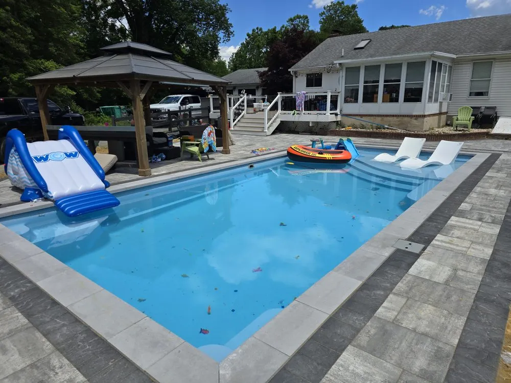 Professional landscape installation with custom design in pasadena, MD by BMA - Fiberglass Pools & Patios