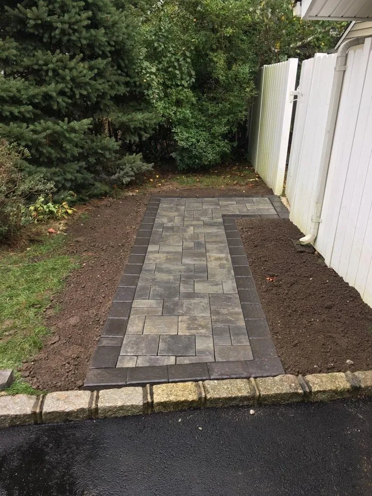 Custom landscape installation in East Northport, NY - Bongiorno's Contracting