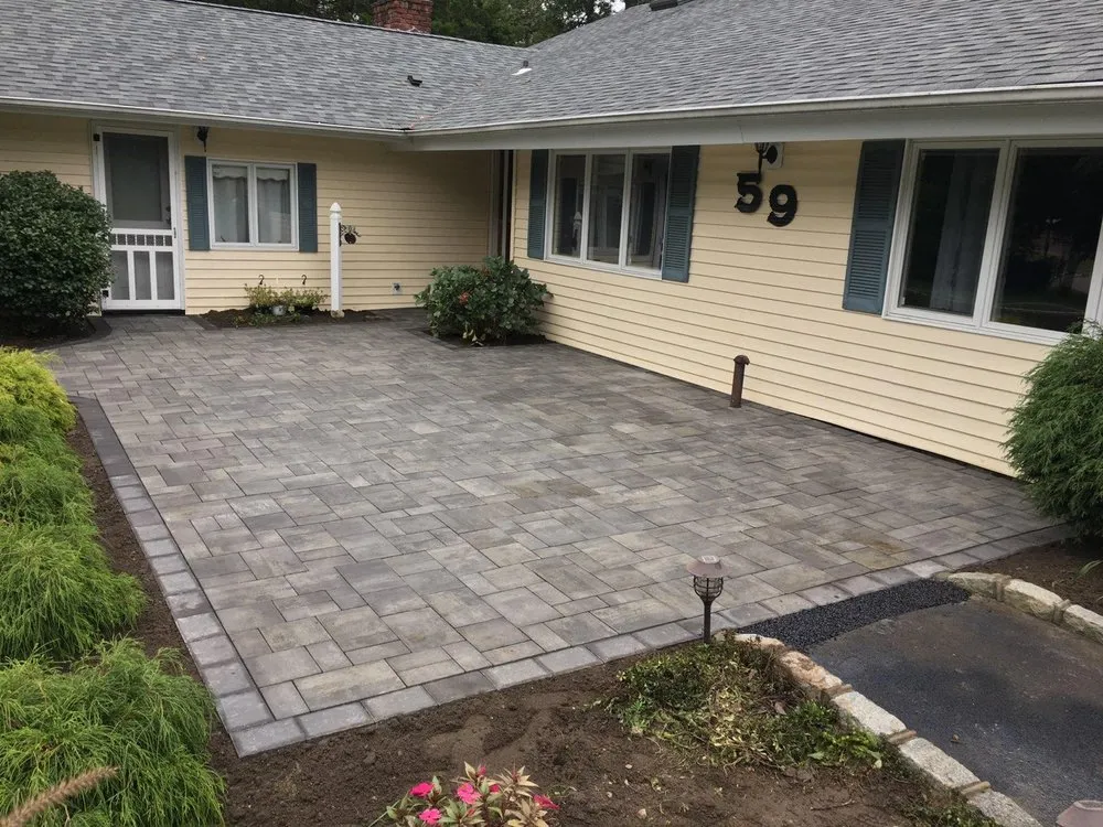 Custom outdoor landscaping with custom design across East Northport, NY - Bongiorno's Contracting