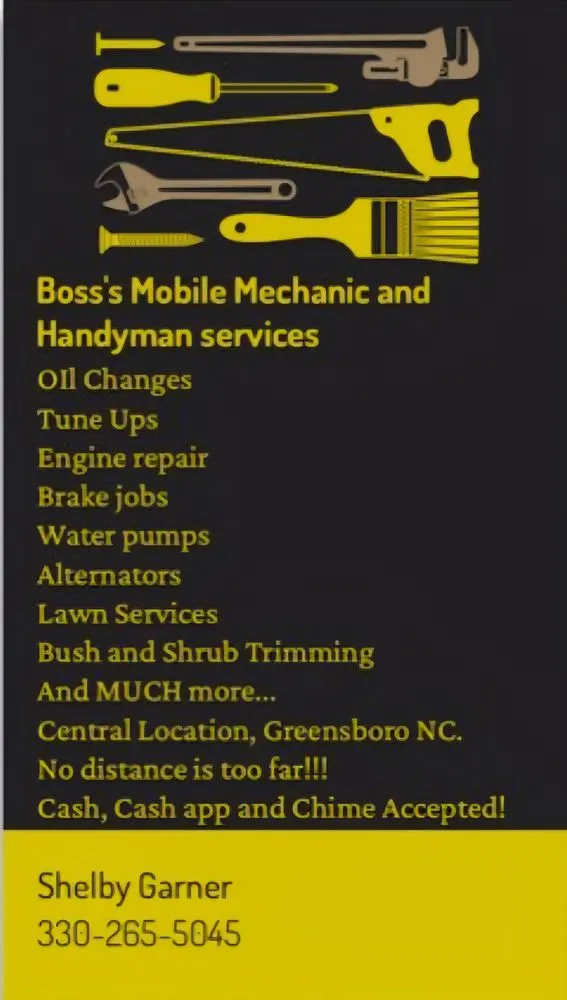 Top-rated lawn mowing service experts serving Greensboro, NC - Boss's Mobile Mechanic and Handyman Services
