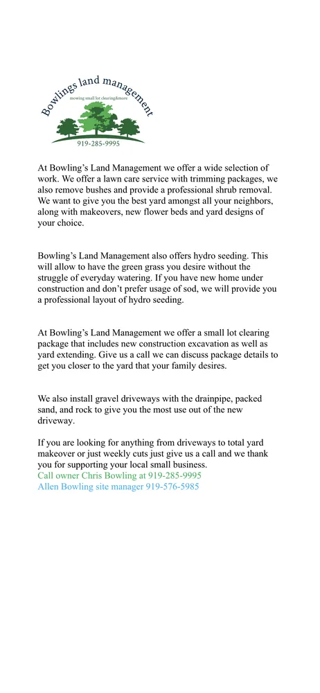 Local residential landscaping in Wilmington, NC - Bowlings Land Management