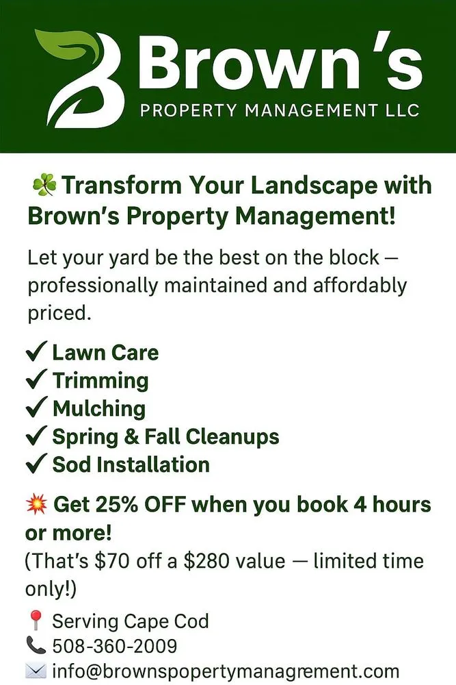 Custom landscape design for homes in Barnstable, MA by Browns Landscaping and Property Management