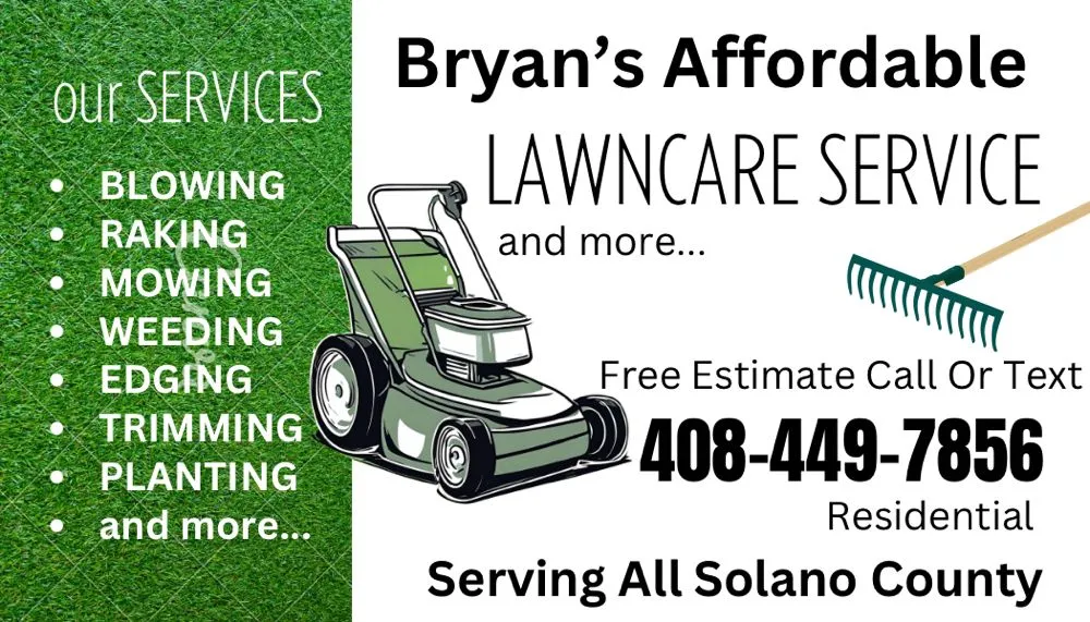 Local lawn mowing service in Vallejo, CA by Bryan’s Affordable Lawn Care