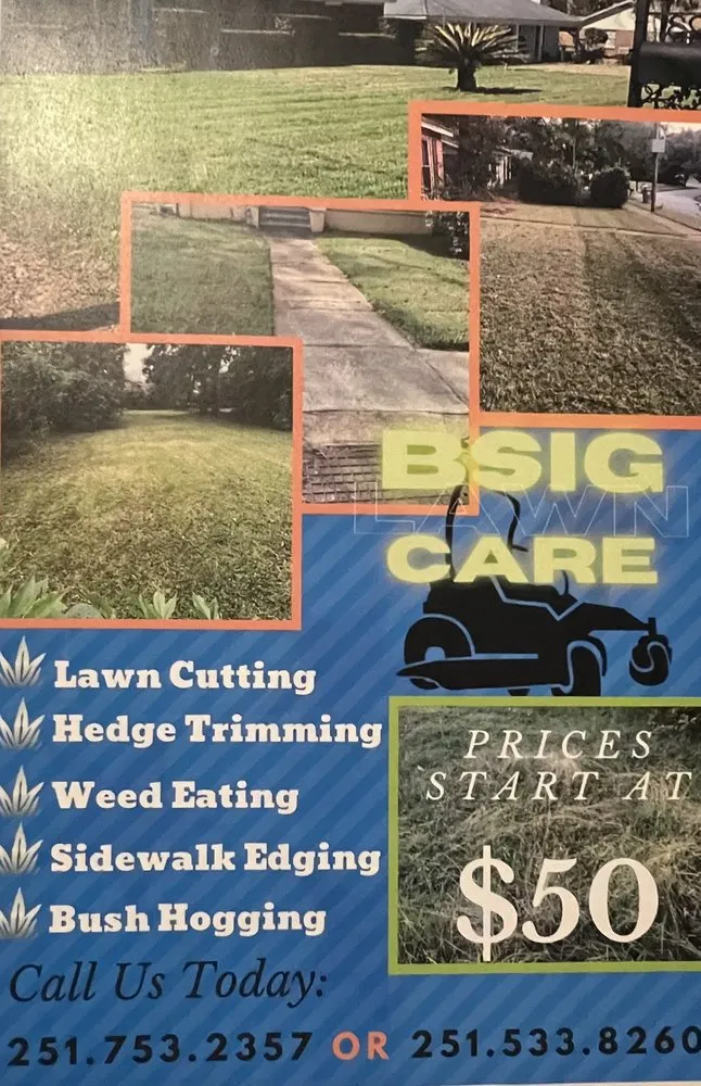 Affordable lawn mowing service experts serving Semmes, AL - BSIG Lawn Service
