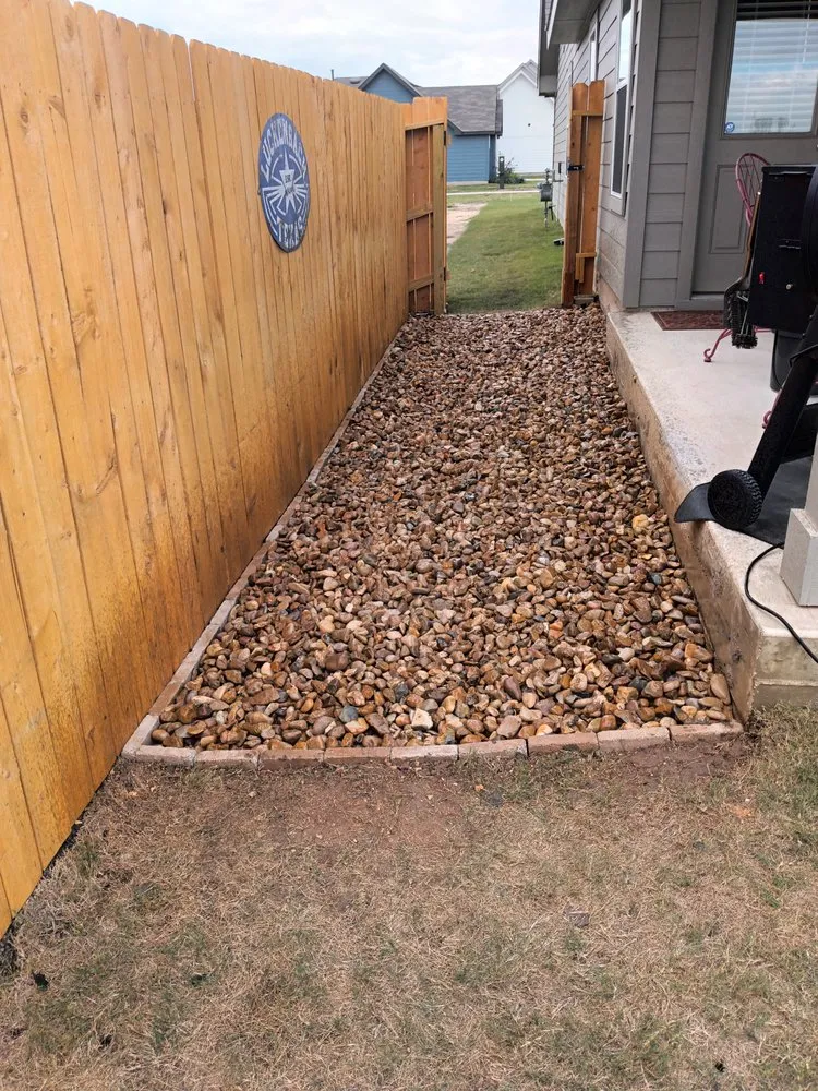 Local landscape installation with custom design in Lockhart, TX by Bubba’s Lawn Solutions