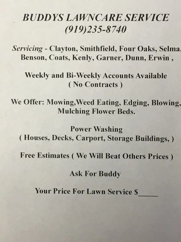 Custom yard maintenance in Coats, NC - Buddy's Lawn Service