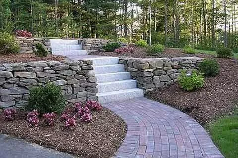 Custom landscape installation in Patchogue, NY by Bueno Landscaping