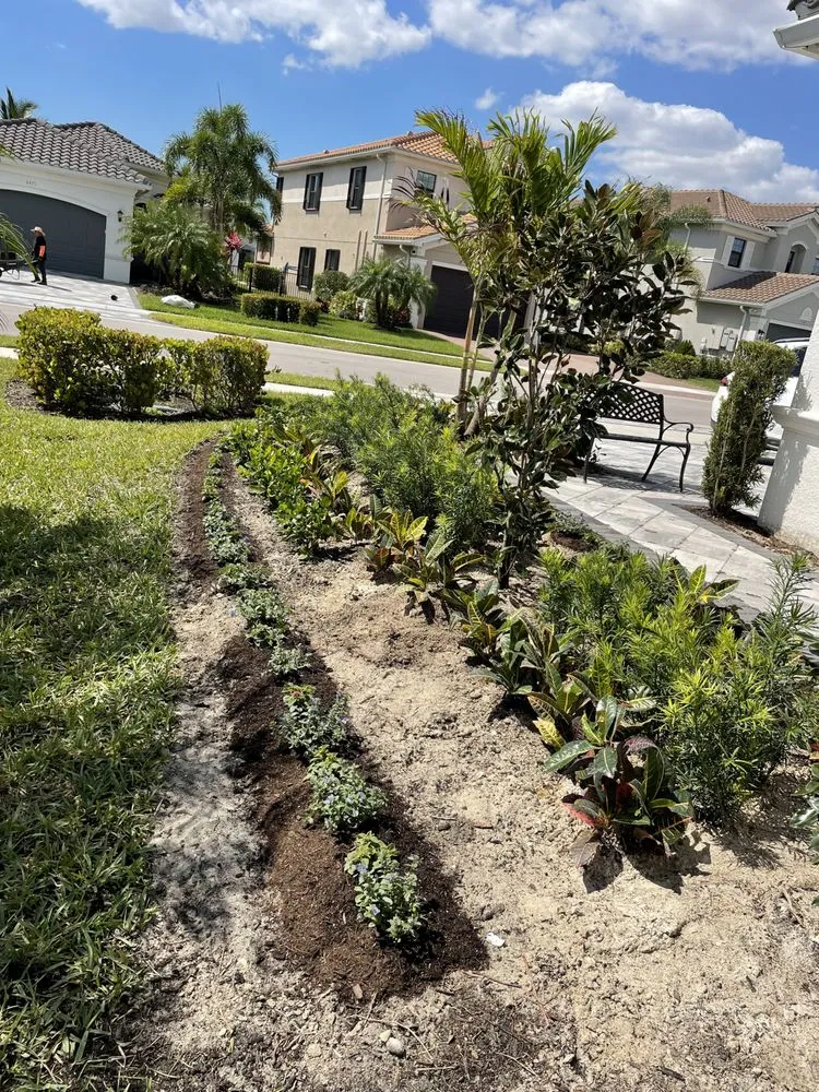 Custom landscape installation for homes in Immokalee, FL by Bustamante Landscaping & Design
