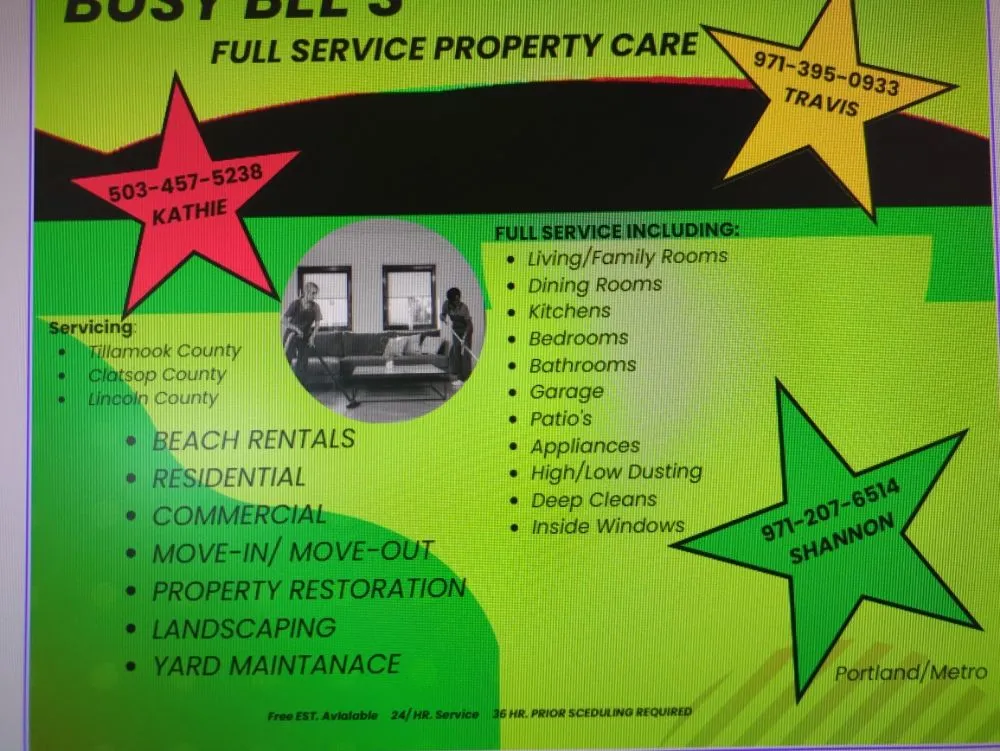 Trusted yard maintenance experts serving Tillamook, OR - Busy Bees, Cleaning Service