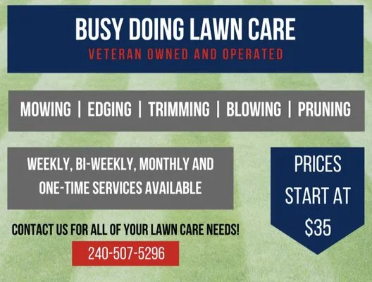 Busy Doing Lawn Care Logo