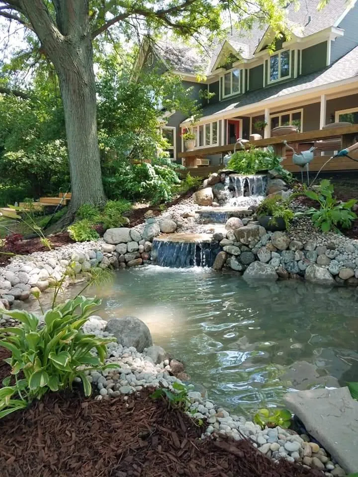 Custom landscaping services with custom design in Geneva, IL by Byrd Ponds
