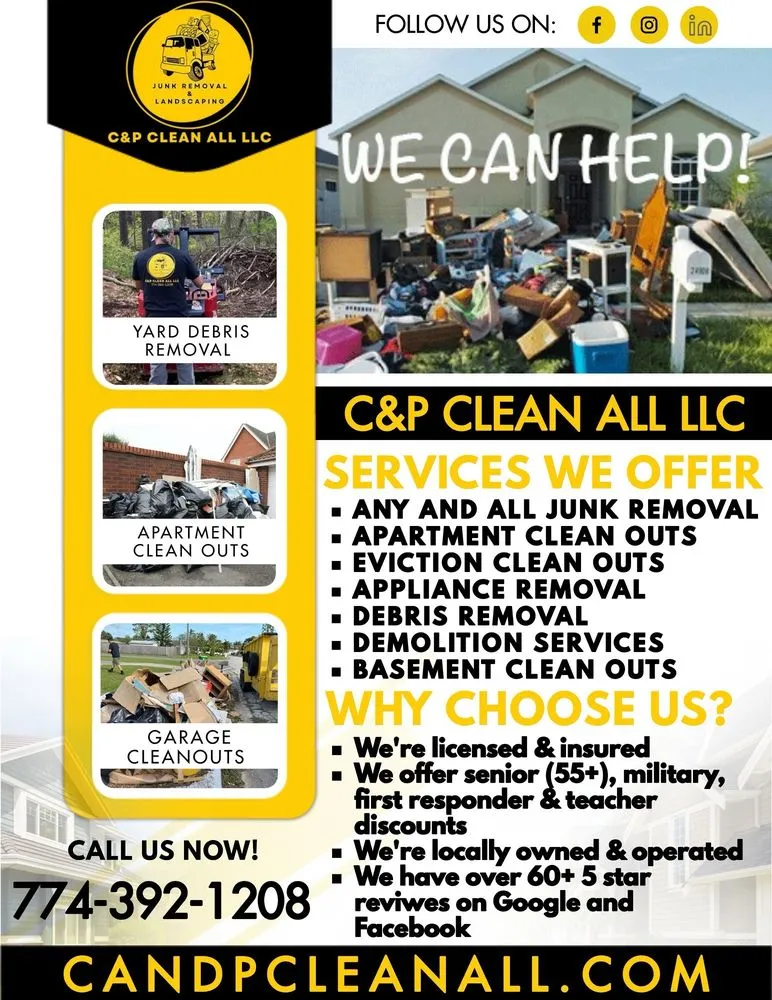Local yard maintenance experts serving Winchendon, MA - C & P Clean All