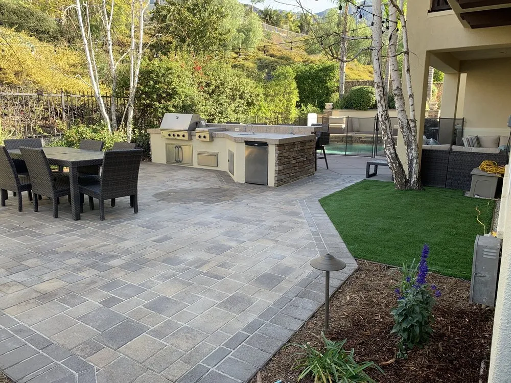 Reliable lawn mowing service with custom design across Burbank, CA - California Pavingstone