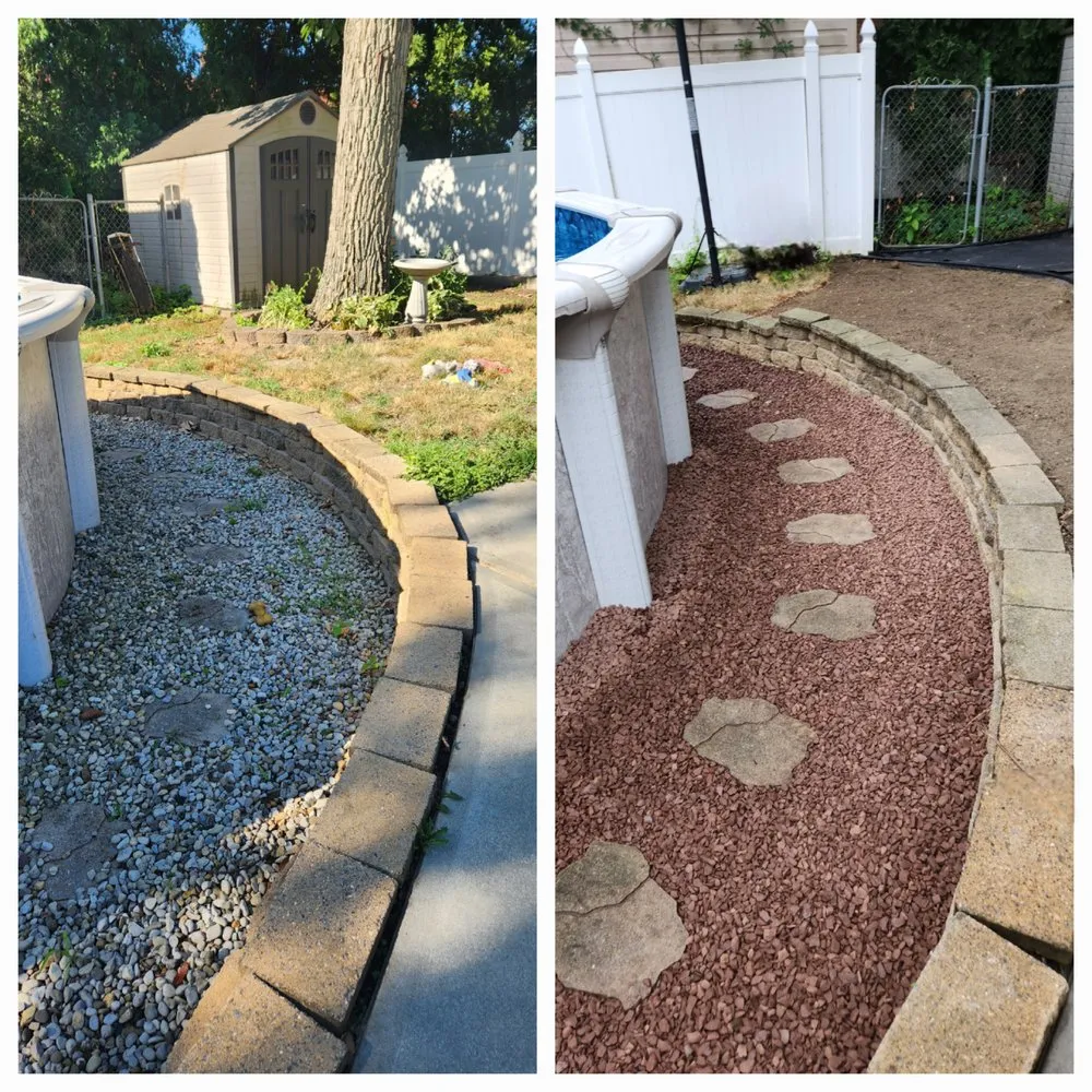 Custom outdoor landscaping with custom design in South Amboy, NJ by Camerato Contracting Landscaping