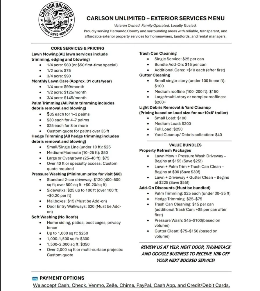 Local landscaping services experts serving Spring Hill, FL - Carlson Unlimited