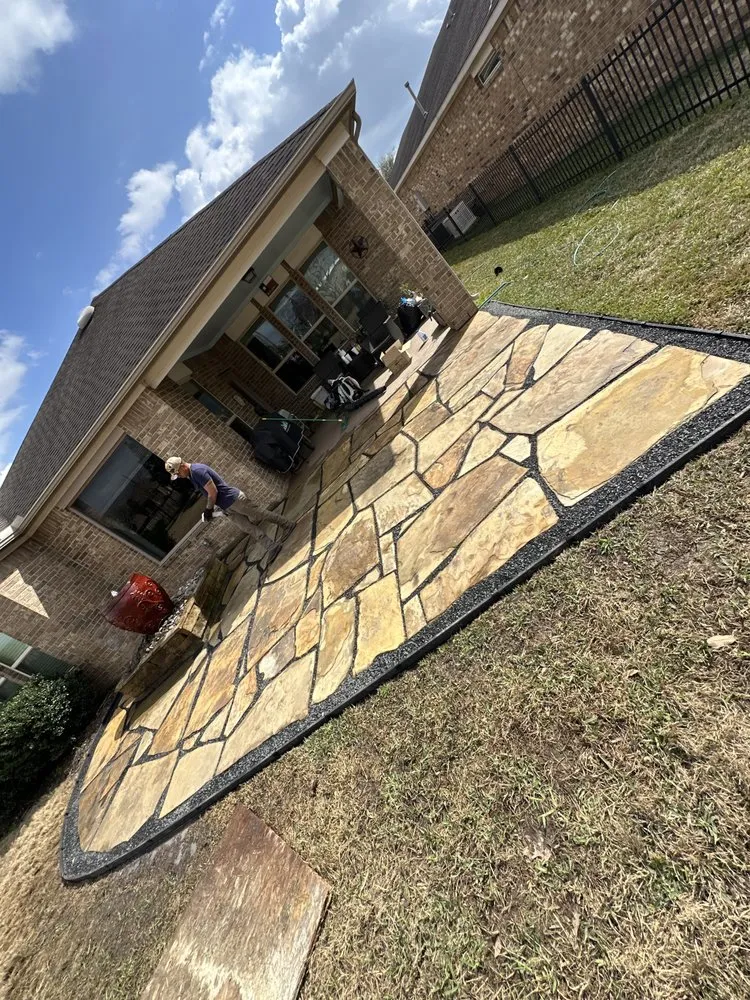 Affordable landscape installation in Rosharon, TX by Castle Exterior Design