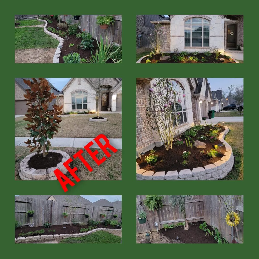 Custom yard cleanup service with custom design in Cleveland, TX by Caudillo's Lawn Tree & More