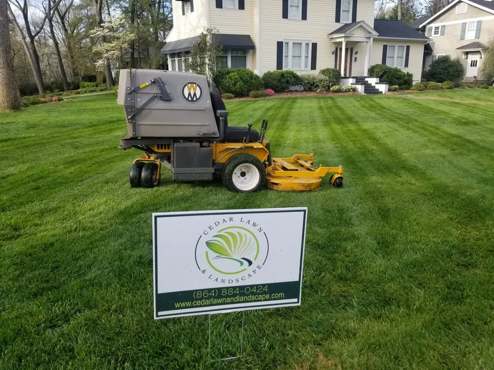 Affordable lawn mowing service for outdoor upgrades in Greenville, SC by Cedar Landscaping and Pressure Washing