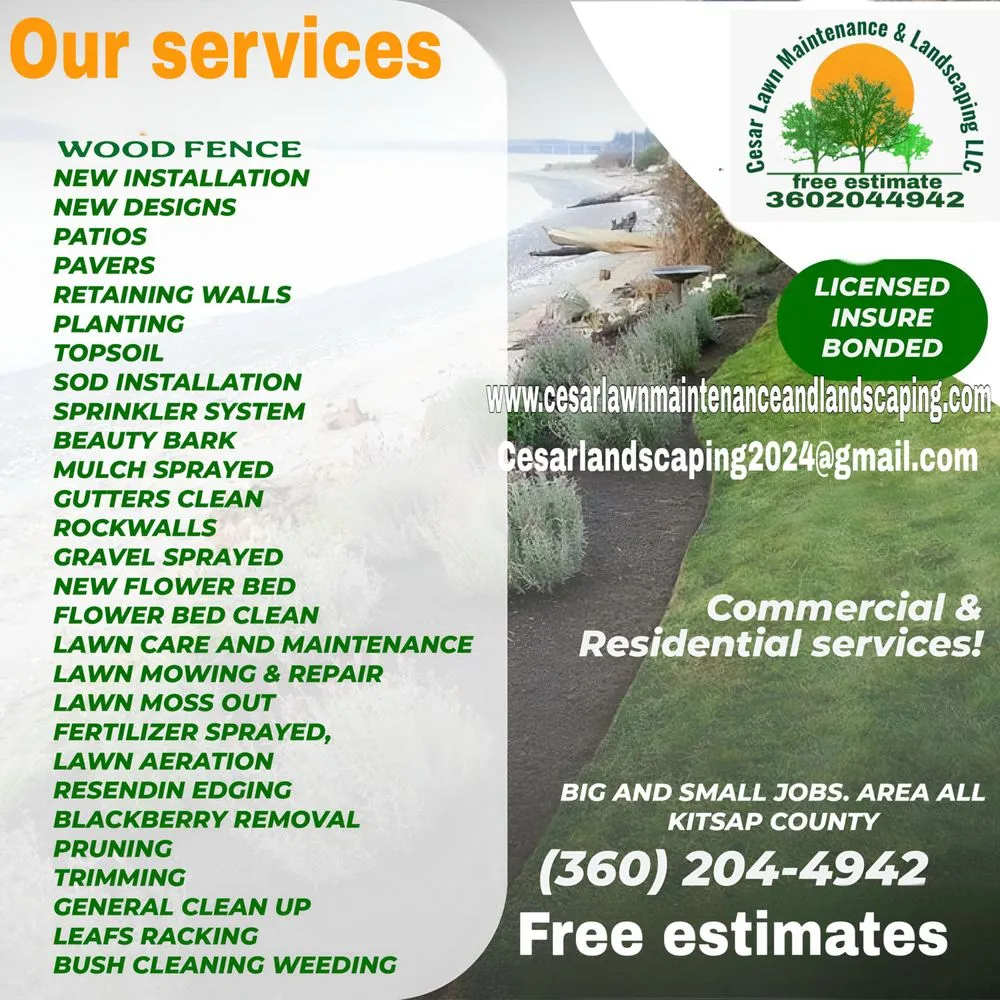 Affordable landscape design for outdoor upgrades across Bremerton, WA - Cesar Lawn Maintenance & Landscaping