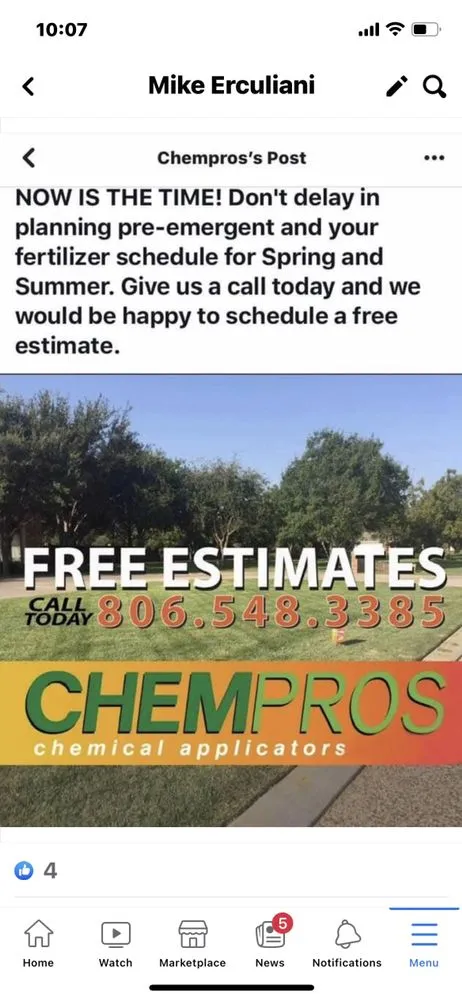 Top-rated lawn care service with custom design across Lubbock, TX - ChemPros