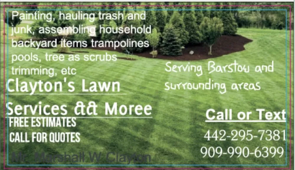 Affordable outdoor landscaping for homes across Barstow, CA - Clayton’s Lawn Service && Moree