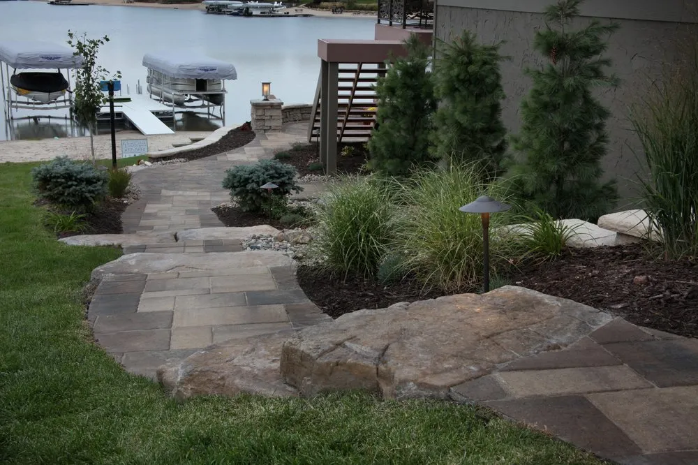 Custom garden landscaping with custom design in Omaha, NE by Clear Creek Landscapes
