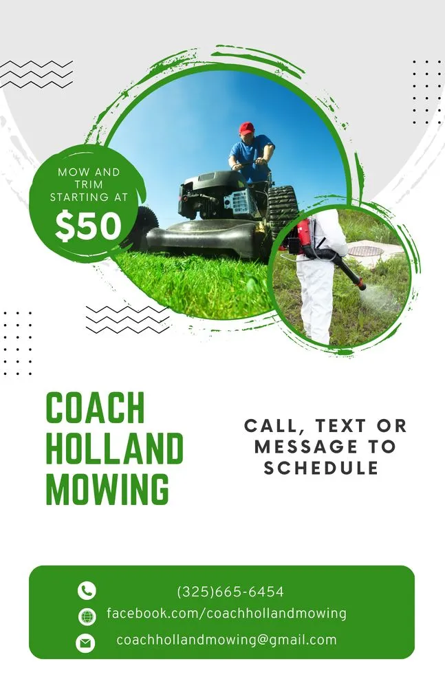 Professional lawn mowing service for year-round maintenance in Ballinger, TX by Coach Holland Mowing