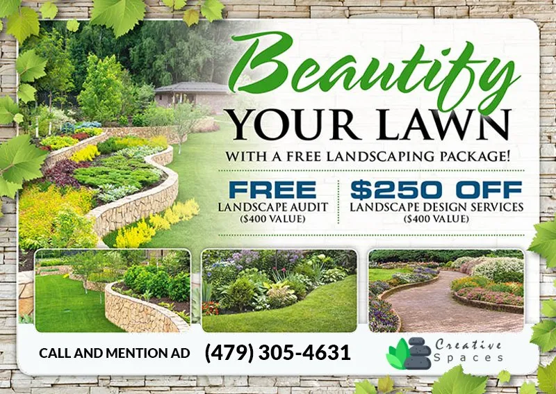 Custom residential landscaping with custom design in Rogers, AR by Creative Spaces