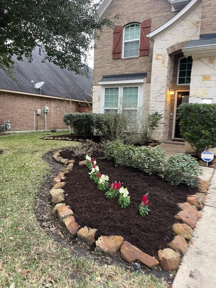 Professional landscape installation in Fulshear, TX by Creekside Landscaping
