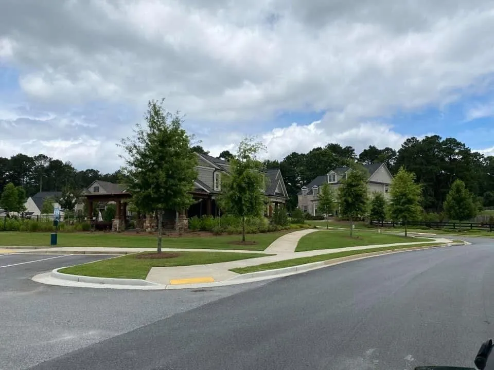 Professional lawn mowing service with custom design in Canton, GA by Crestwood Landscape