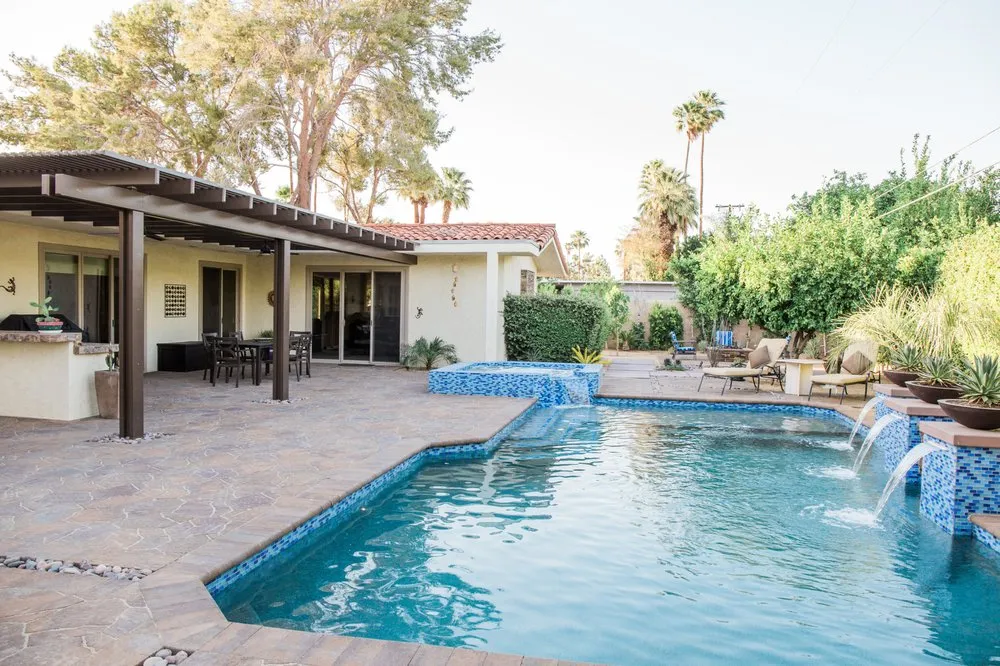 Custom garden landscaping with custom design in Thousand Palms, CA by Crystal Blue Pools and Patios