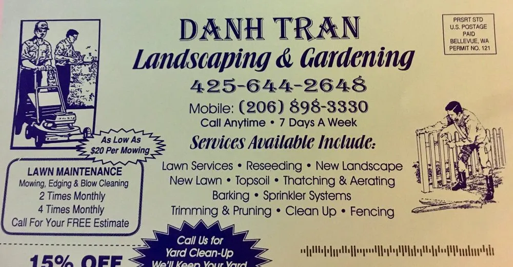 Top-rated lawn care service for beautiful yards across Bellevue, WA - Danh Tran Landscape & Gardening