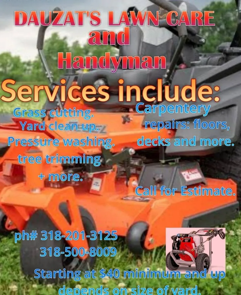 Trusted lawn mowing service for beautiful yards in Hessmer, LA by Dauzat's Lawn Care And Handyman