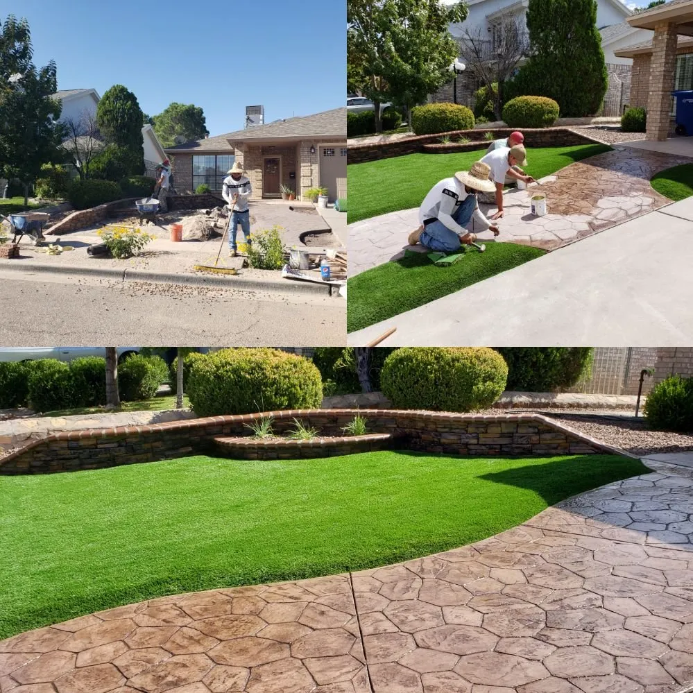 Custom landscape installation in El Paso, TX by DD Turf Artificial Grass