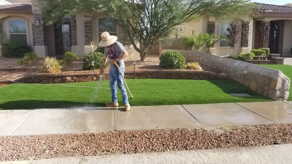 Custom landscape installation in El Paso, TX by DD Turf Artificial Grass