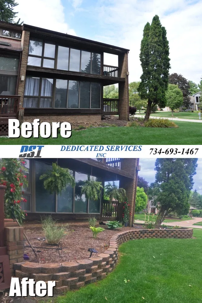 Professional lawn mowing service with custom design in Dundee, MI by Dedicated Services