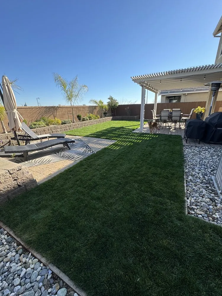 Custom landscape installation for homes in Stockton, CA by Delta Charlie Sod