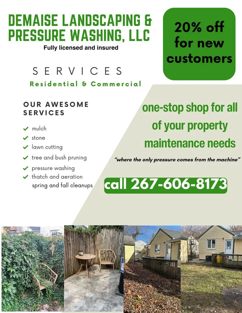 Trusted yard maintenance for residential properties across Cinnaminson, NJ - DeMaise Landscaping and Pressure Washing