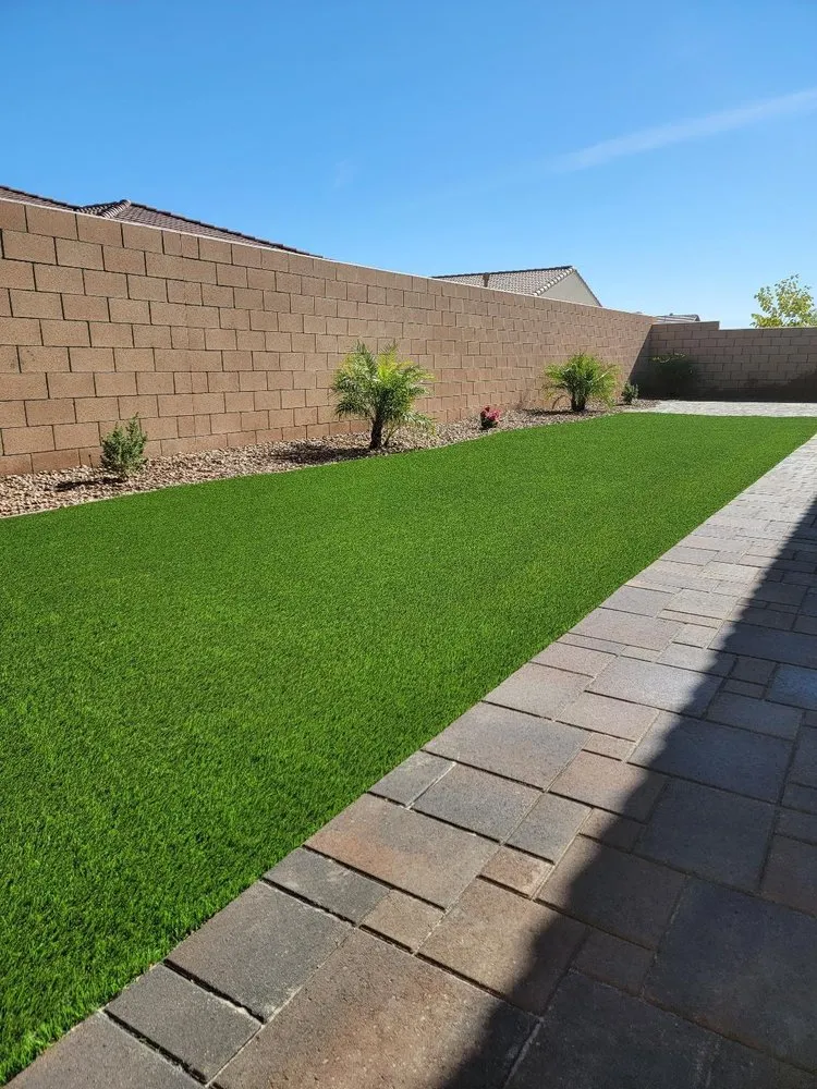 Professional lawn mowing service with custom design in Cathedral City, CA by Desert Bloom Landscape