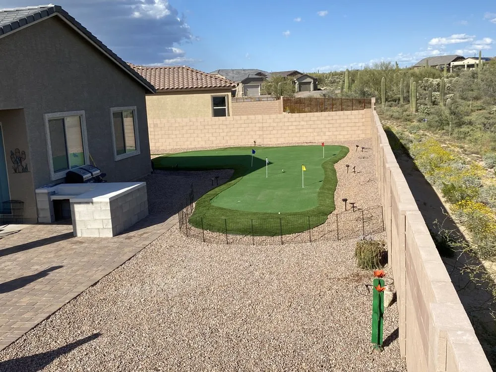 Custom landscape installation for beautiful yards in Tucson, AZ by Desert Prestige Weed Control & Synthetic Turf