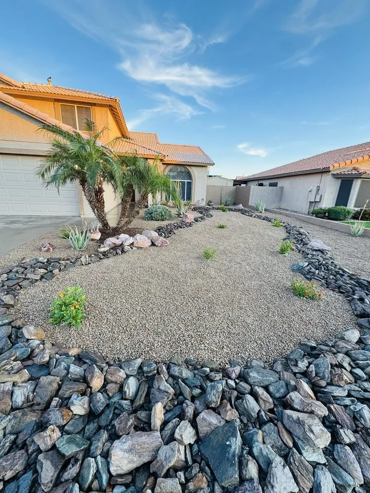 Custom outdoor landscaping for beautiful yards in Glendale, AZ by Desert Rose Landscaping