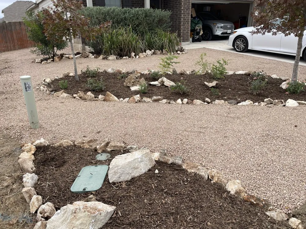 Custom landscape installation in Selma, TX by Design Matters & Lawn Care