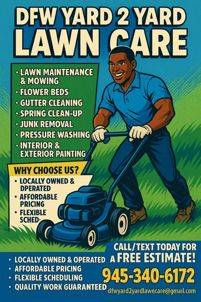 Top-rated lawn mowing service near you in DeSoto, TX by Dfw Yard 2 Yard