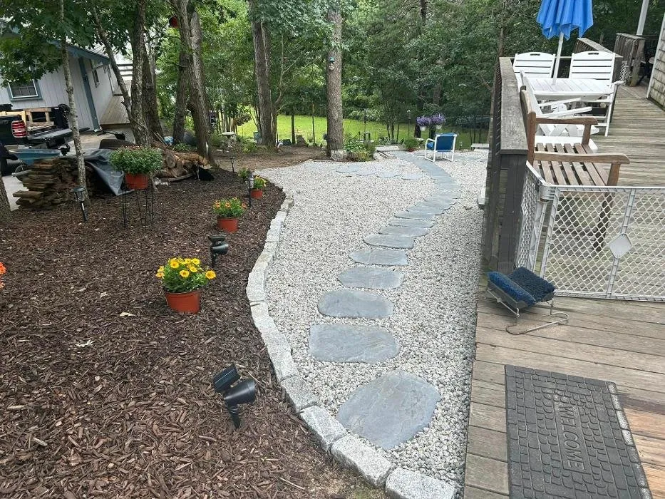 Custom yard cleanup service with custom design in Wareham, MA by Dom & Son's Landscape Construction