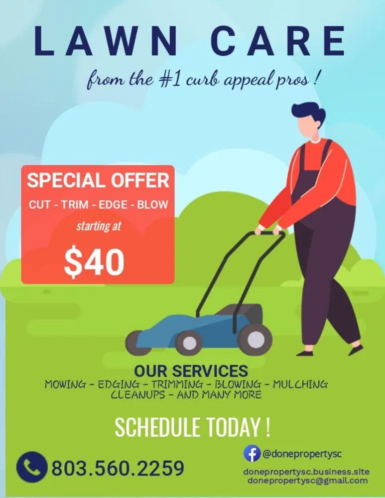 Professional lawn mowing service with custom design across Lexington, SC - Done Property Services