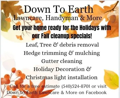 Down To Earth Lawncare & More Logo