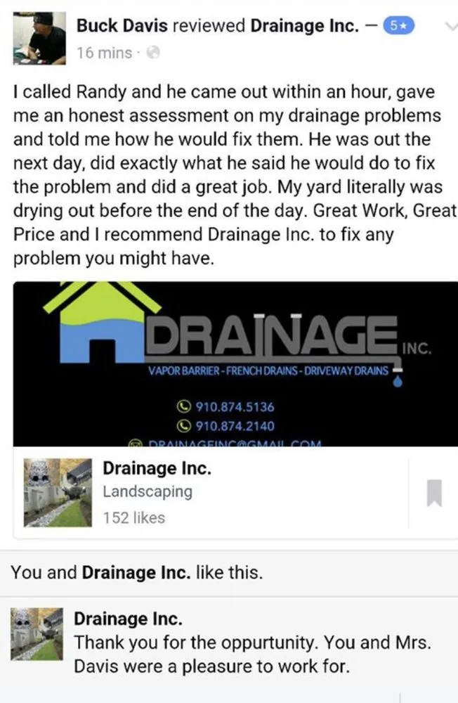 Professional garden landscaping for beautiful yards in Fayetteville, NC by Drainage